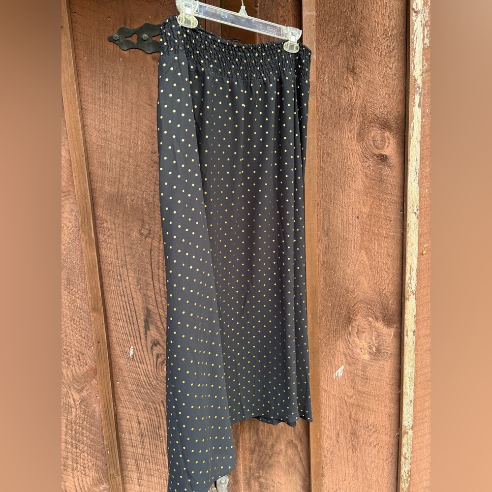 Chic Black Maxi Skirt with Gold Dots
